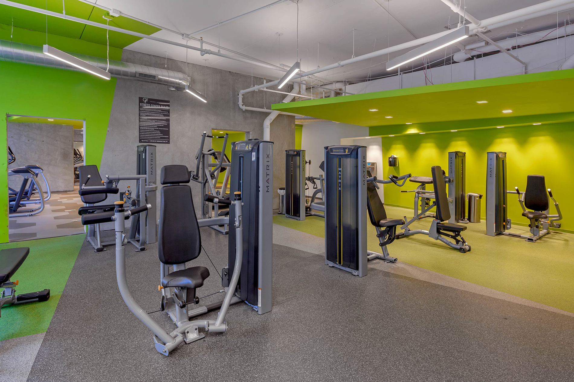 Fitness center at an apartment building