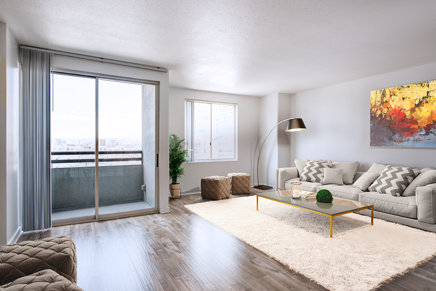 Living room in an apartment unit