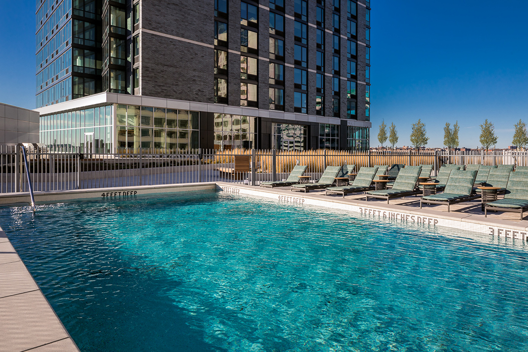 Rooftop pool of an apartment building