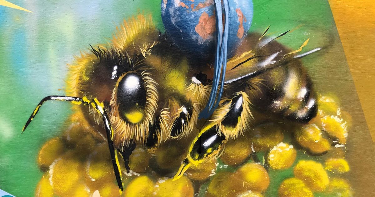 Picture of a bee from one of the street pianos