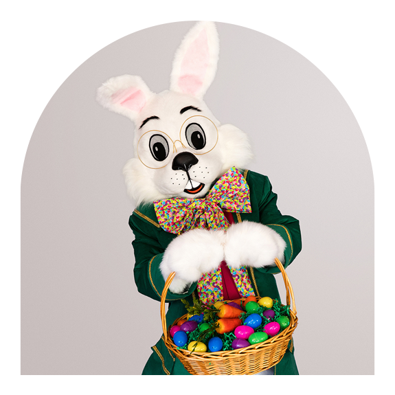 Easter Bunny holding a basket of eggs